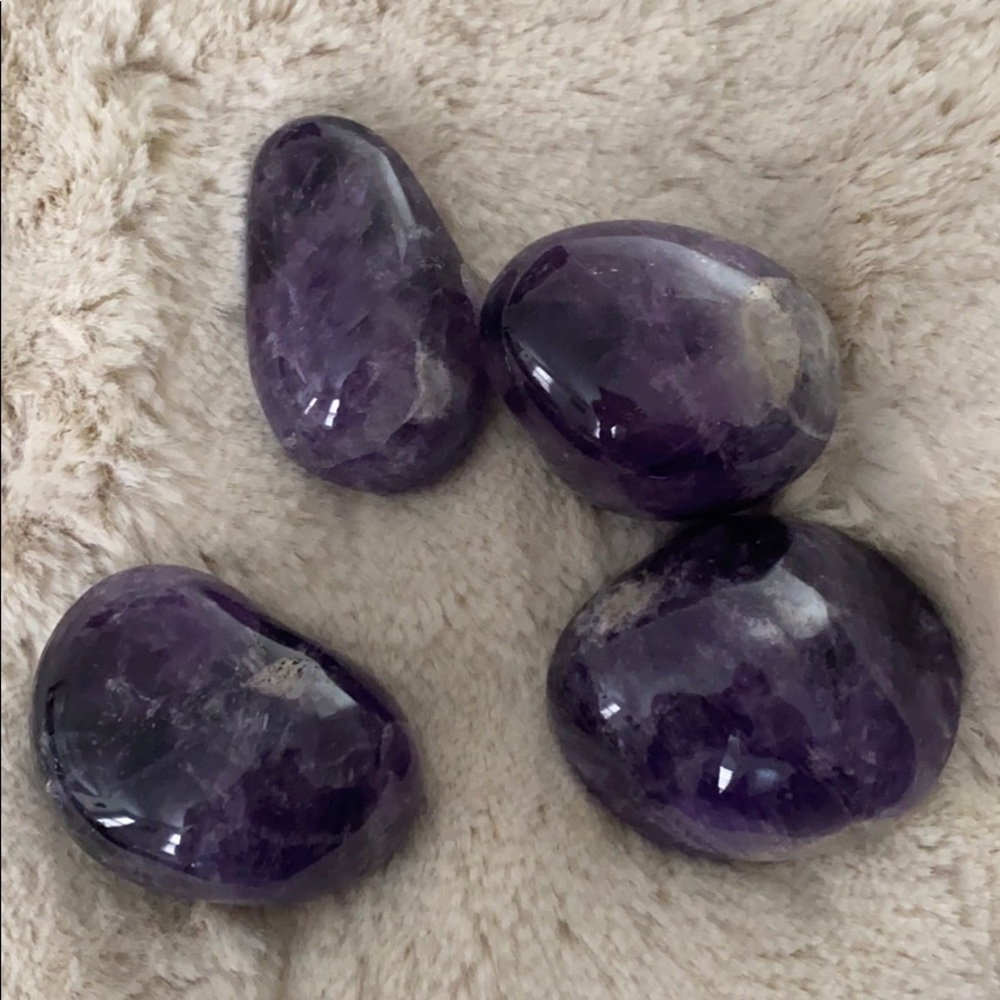 Large Dark Amethyst Palm Stones